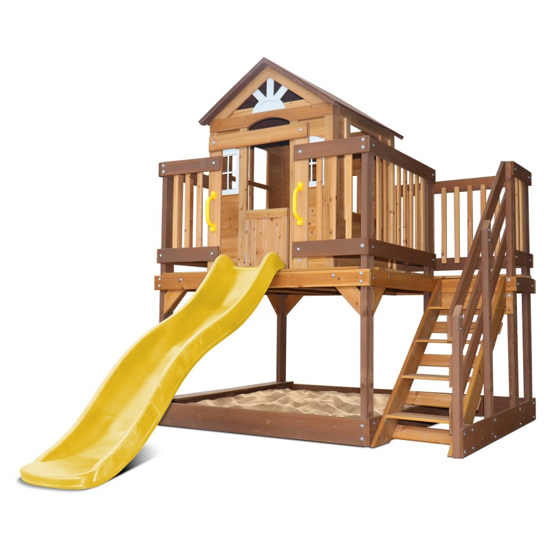 Lifespan Silverton Cubby House with 1.8m Slide - Yellow Lifespan Silverton Cubby House with 1.8m Slide - Yellow