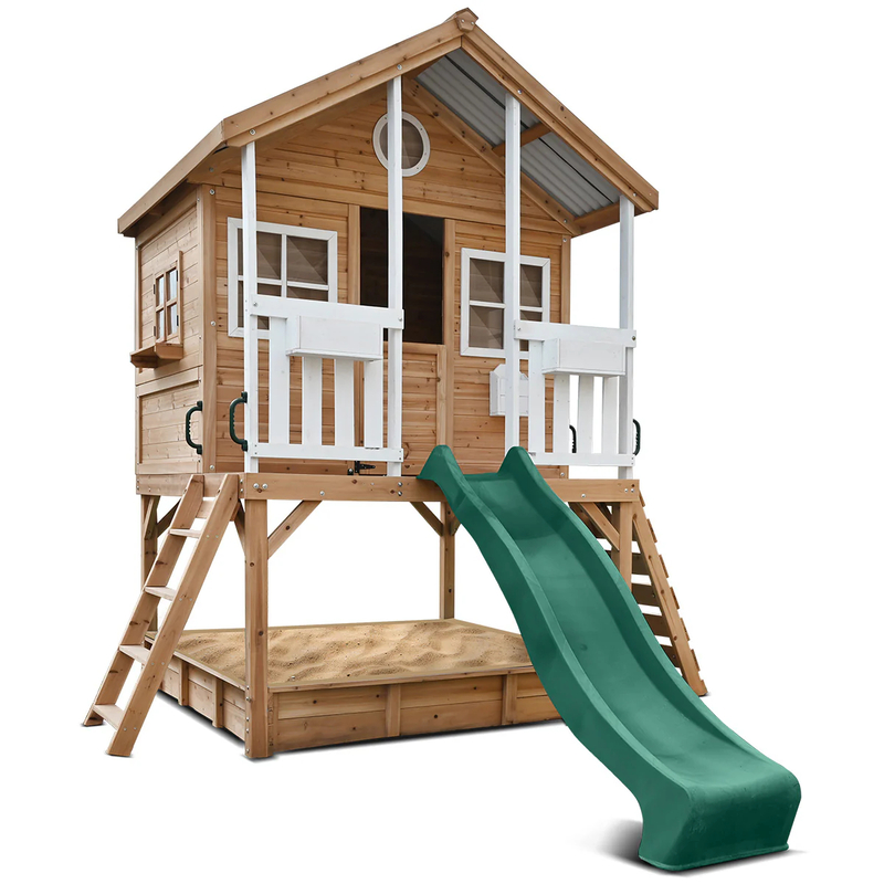 Lifespan Winchester Cubby House (Elevated 1.2m) with 2.2m Slide - Green Lifespan Winchester Cubby House (Elevated 1.2m) with 2.2m Slide - Green