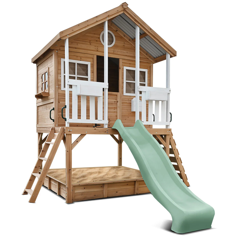 Lifespan Winchester Cubby House (Elevated 1.2m) with 2.2m Slide - Pastel Green Lifespan Winchester Cubby House (Elevated 1.2m) with 2.2m Slide - Pastel Green