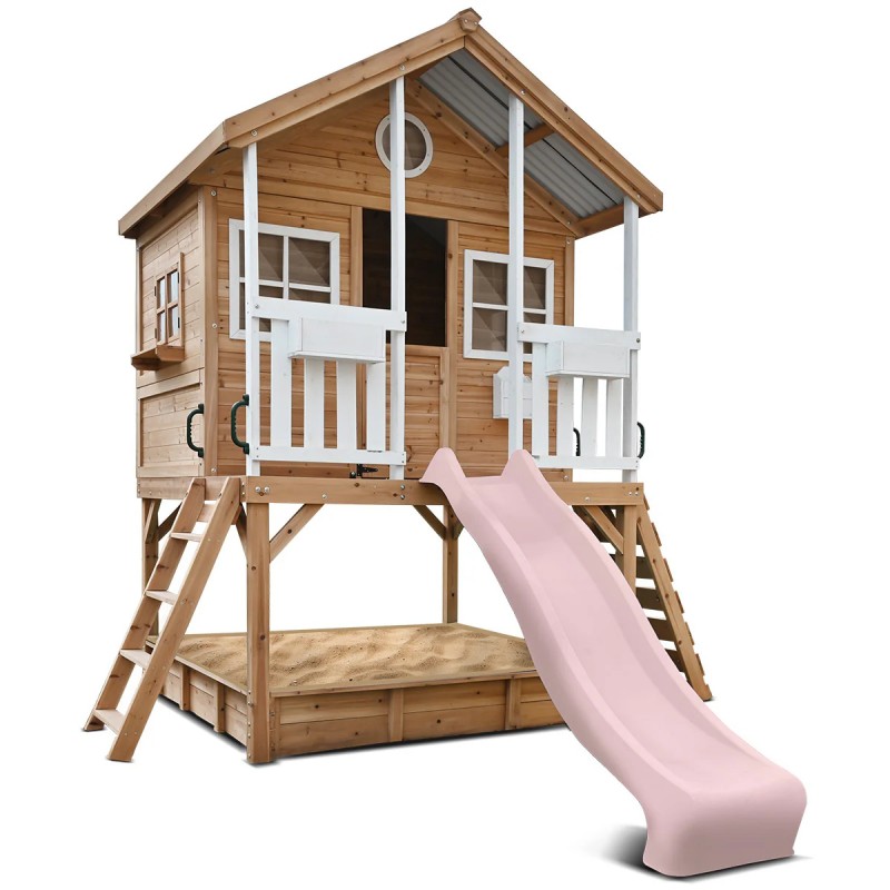 Lifespan Winchester Cubby House (Elevated 1.2m) with 2.2m Slide - Pastel Pink Lifespan Winchester Cubby House (Elevated 1.2m) with 2.2m Slide - Pastel Pink