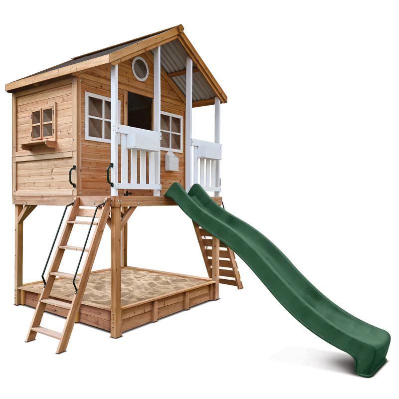 Lifespan Winchester Cubby House (Elevated 1.45m) with 3.0m Slide - Green Lifespan Winchester Cubby House (Elevated 1.45m) with 3.0m Slide - Green
