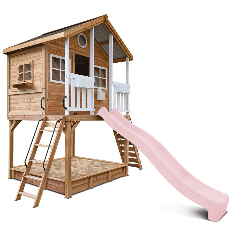 Lifespan Winchester Cubby House (Elevated 1.45m) with 3.0m Slide - Pastel Pink Lifespan Winchester Cubby House (Elevated 1.45m) with 3.0m Slide - Pastel Pink