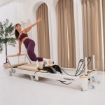 Lifespan Fitness Contour Pro Folding Aluminum Pilates Reformer Bed Set (Beige)