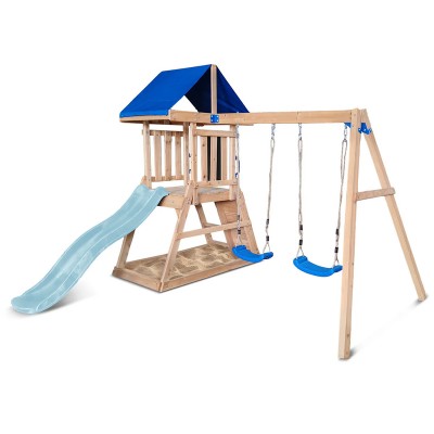 Lifespan Hazelbrook Swing Set & Playground with 1.8m Slide - Pastel Blue