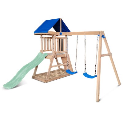 Lifespan Hazelbrook Swing Set & Playground with 1.8m Slide - Pastel Green