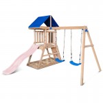 Lifespan Hazelbrook Swing Set & Playground with 1.8m Slide - Pastel Pink Lifespan Hazelbrook Swing Set & Playground with 1.8m Slide - Pastel Pink