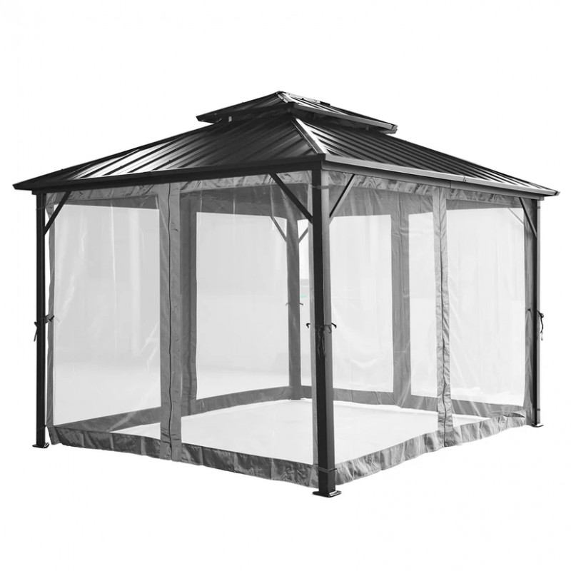 Yardtopia Aspendale Metal Gazebo Set with Mosquito Netting and Curtain Yardtopia Aspendale Metal Gazebo Set with Mosquito Netting and Curtain