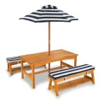 Kidkraft Kids Outdoor Table & Bench Set with Cushion & Umbrella