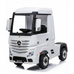 Little Riders Mercedes Benz Actros Race Truck 12V Electric Kids Ride On - White