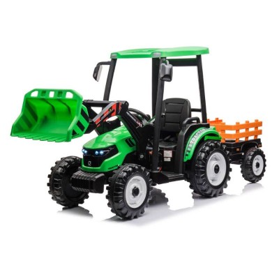 Go Skitz Bruce The 24V Tractor with Roof  & Trailer - Green
