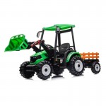 Go Skitz 24V Tractor with Roof and Trailer - Green
