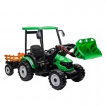 Go Skitz 24V Tractor with Roof and Trailer - Green