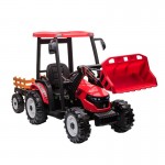 Go Skitz 24V Tractor with Roof and Trailer - Red