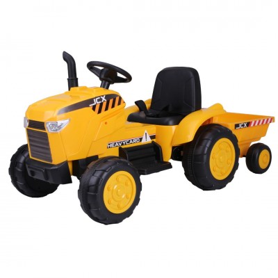 Go Skitz 12V Farm Tractor with Trailer - Yellow