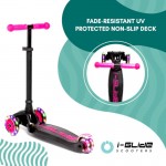 I-GLIDE 3 Wheel Kids Scooter Black/Pink with Ribbons
