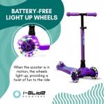 I-GLIDE 3 Wheel Kids Scooter Purple/Blue with Basket