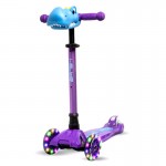 I-GLIDE 3 Wheel Kids Scooter Purple/Blue with Dino Head