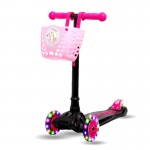 I-GLIDE 3 Wheel Kids Scooter Black/Pink with Basket