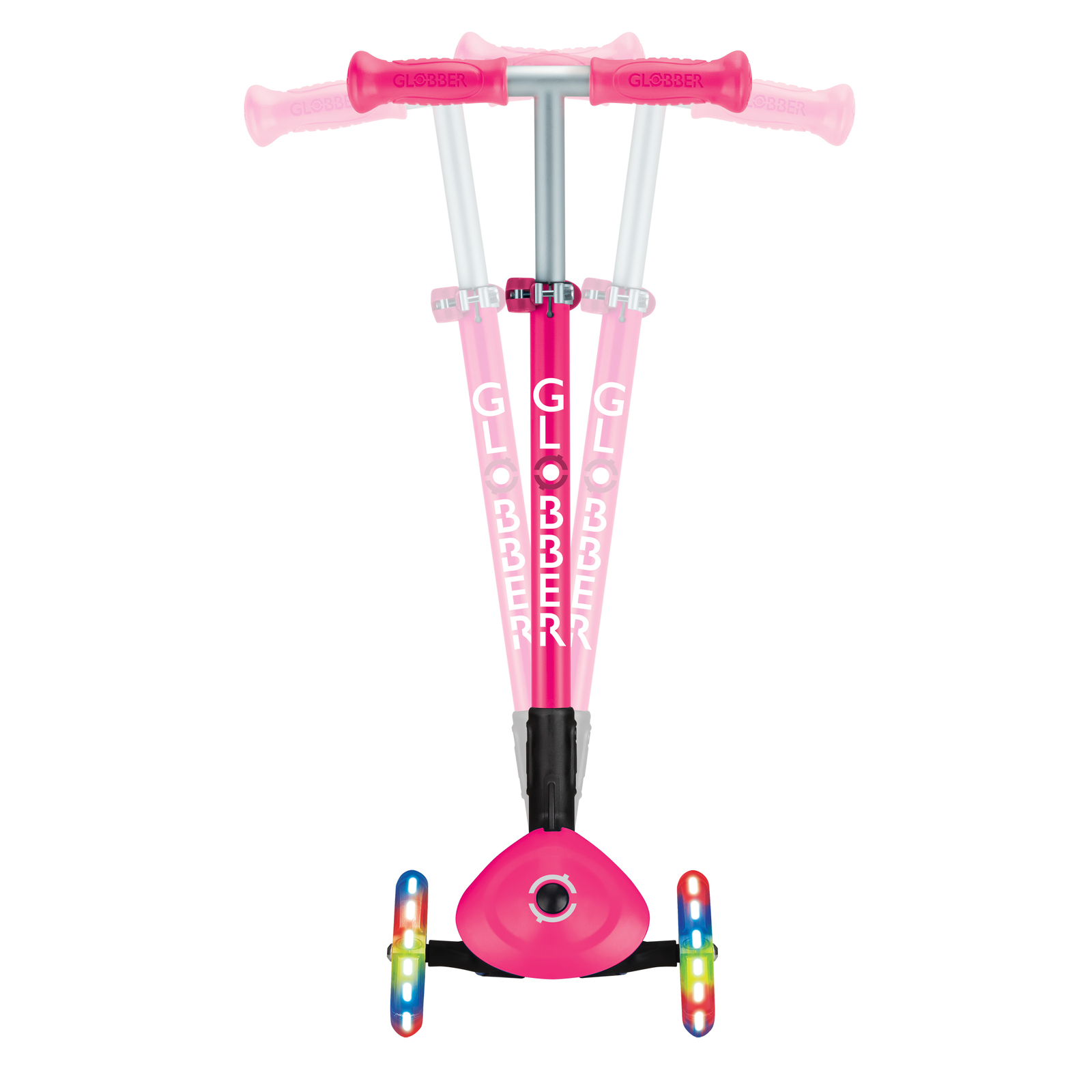 Globber Primo Foldable Lights Scooter Neon Pink