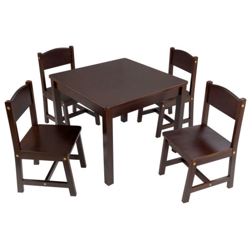 KidKraft Kids Farmhouse Table & 4 Chairs - Espresso