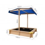 Keezi Fir Wood Canopy Outdoor Sand Box Set Sand Pit - Natural Wood