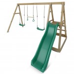 Lifespan Winston 4-Station Timber Swing Set with Green Slide