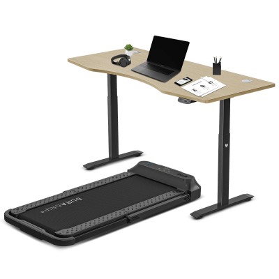 Lifespan V-FOLD Treadmill with ErgoDesk Automatic Standing Desk 1800mm in Oak