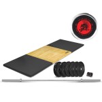 Lifespan CORTEX 3M X 1M 50mm Weightlifting Platform with Dual Density Mats Set + 90kg Olympic V2 Weight Plates & Barbell Package