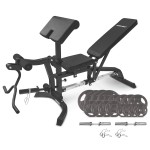 Lifespan CORTEX BN-11 Exercise FID Bench + 85kg Olympic Tri-Grip Weight Plate and Dumbbell Package