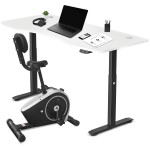 Lifespan Cyclestation3 Exercise Bike with ErgoDesk Automatic Standing Desk 1500mm in White