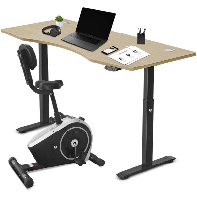 Lifespan Cyclestation3 Exercise Bike with ErgoDesk Automatic Standing Desk 1800mm in Oak
