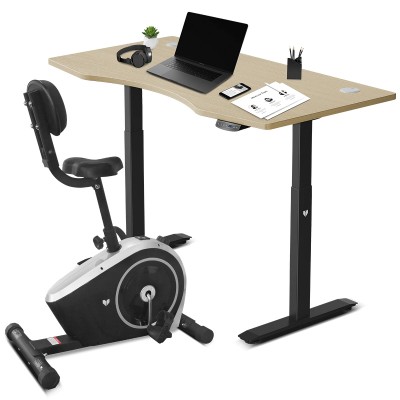 Lifespan Cyclestation3 Exercise Bike with ErgoDesk Automatic Standing Desk 1500mm in Oak