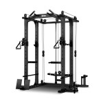 LSG GRK-100 6-in-1 Multifunction Home Gym/Power Rack with Cable Crossover + GBN006 Bench + 90kg Bumper Weight Plate & Barbell Set