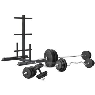 Lifespan CORTEX 90kg EnduraShell Barbell Weight Set with Weight Tree