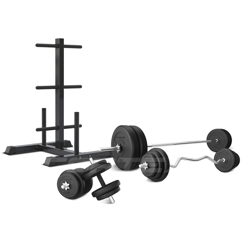Lifespan CORTEX 90kg EnduraShell Barbell Weight Set with Weight Tree Lifespan CORTEX 90kg EnduraShell Barbell Weight Set with Weight Tree