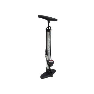 Azur Alloy Clever Valve Floor Bike Pump With Gauge - Silver