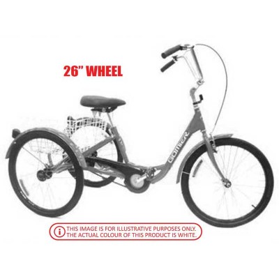 Gomier 2500 Series 6 Speed Shimano 26" Adult Tricycle - White