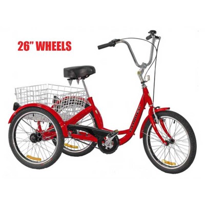 Gomier 2500 Series 6 Speed Shimano 26" Adult Tricycle - Red